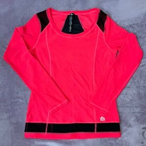 NWOT RBX Size Med Long Sleeve Top Coral/Blk Sheer